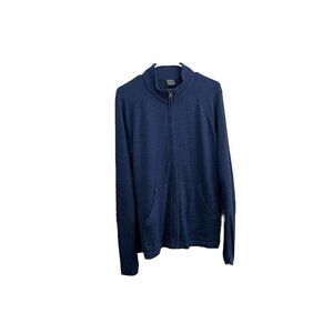 Olymp Full Zip Cardigan Front Pockets Blue Men XL Wool Blend